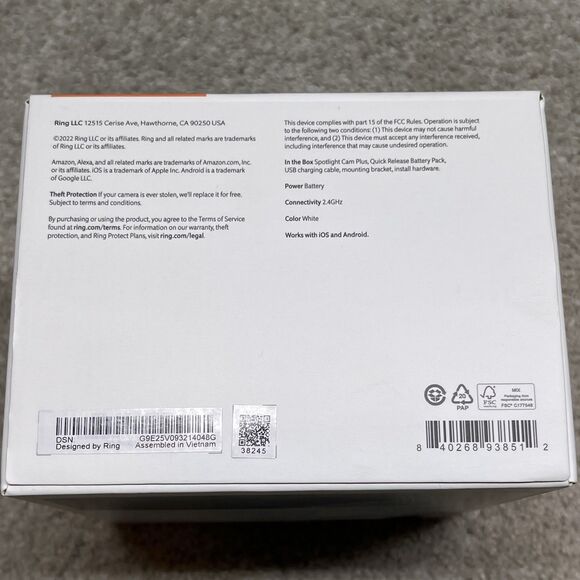 NEW Ring Spotlight Cam Plus Battery White Siren Surveillance Camera Amazon Alexa - Picture 6 of 9